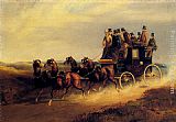 Famous Coach Paintings - The Bath to London Coach on the Open Road